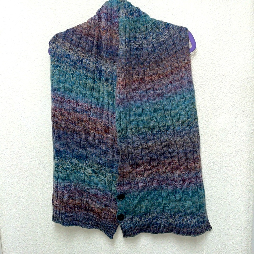 Noble Outfitters OS Women’s Layer Sweater or Scarf Faux Vest Cable Knit 2 Button